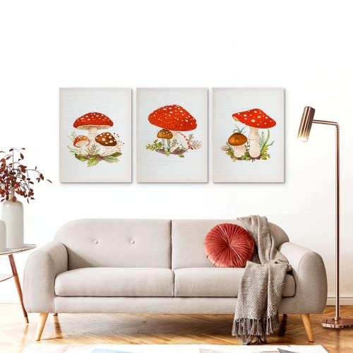 Neutype Mushroom Wall Art, 3 Piece Canvas Wall Art For Living Room Wall Decorations, Plant Wall Art, Painting On Canvas Wall Art For Bedroom Bathroom Wall Decor #TOP1