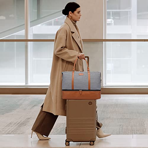 Sucipi Weekender Bags For Women Canvas Travel Duffel Bags With Shoe Compartment Overnight Bag Carry On Duffel Bag With Toiletry Bag For Travel Daily Use Hospital L(21") #TOP5