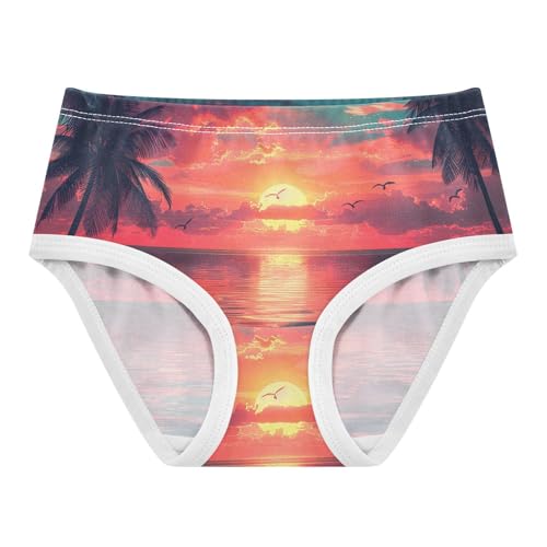 Sunset Ocean Palm Seascape Girls Underwear Toddlers 2t Cotton Panties for Girl Stylish Briefs Underpants