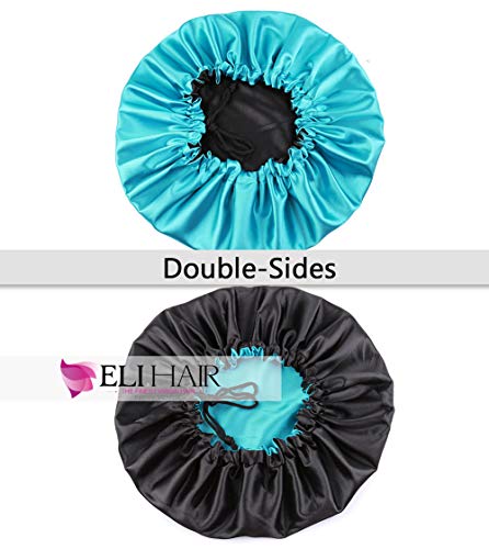 Image of Stain Bonnet Silk Sleep Cap Adjustable Satin Cap for Night Sleeping Hair Bonnet Reversible Double Layer