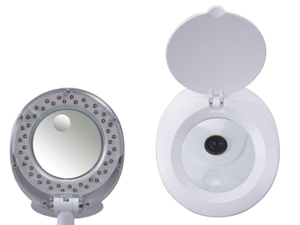 Velleman Lámpara lupa LED con base, lupa con luz 6 W, 30 LEDs, aumento 1,75x y 4x, lente 3 + 12 dioptrías 101 mm, luz diurna 6500 K, para lectura, hobby y precisión