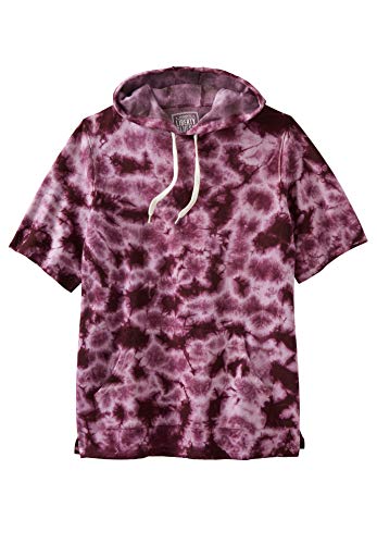Liberty Blues by KingSize Men's Big & Tall Short-Sleeve Hoodie - 2XL, Deep Purple Marble