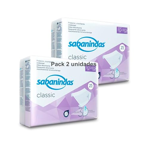 Indas - Salva Camas Sabanindas - Pack 2 Paquetes de 25 Protectores de 80 X 180 - Protectores Absorbentes, Ideal para Incontinencia, Confort y Seguridad - Libre de Látex