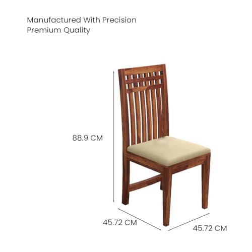 Image of Wooden Dining Chairs Only | Wooden Dining Chairs | Dining Room Furniture with Cushions | Dining Chair Set of 2 | Study Chair with Cushion for Dining Honey, Self Assembly