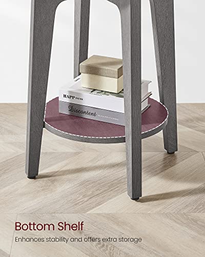 Image of VASAGLE MAEZO Collection - Side Table, 2-Tier Small Round End Table, Nightstand with Tapered Legs, Curved Transitions, for Small Spaces, Living Room, Bedroom, Smoky Gray ULET283T68
