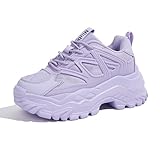 Niluber Chunky Sneakers for Women White Black Red Purple Platform Sneakers Comfortable Casual Lace Up Fashion Tennis Shoes(Purple,7)