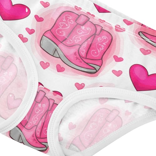 Cotton Toddler Underwear Custom Pink Cowboy Boots Hearts Girl Panties Cute Designer Underpants Briefs 2t4