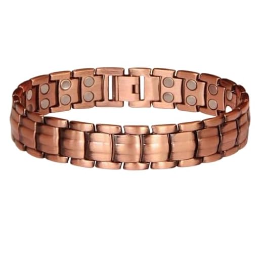 Pulsera magnética para hombres, pulsera de cobre, pulsera magnética de cobre bronceada, pulsera ajustable para hombres, adultos, padres, uso diario, trabajo, fitness, golf, tenis, deportes
