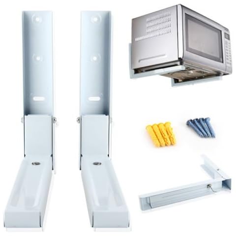 Microwave White Wall Mounting Holder Brackets with Extendable Arms by Home HUT® Cover