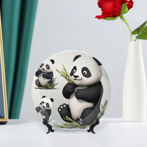Plato decorativo Lovely Panda de porcelana hueso 7 pulgadas miniatura 6