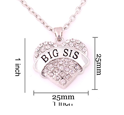 Image of Crystal Heart Necklaces Set Mom Big Sis Middle Lil Sister