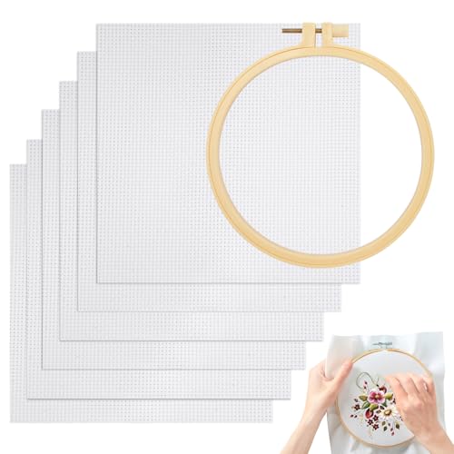 6 Piezas 20 X 20cm Tela Punto De Cruz,Blanca Algodón De Tela Para Bordar,Reserva Clásica Telas Lino,Buen Material Telas Para Bordar,Para Prendas De Vestir, Manualidades, Bordado, Decoración Y Costura