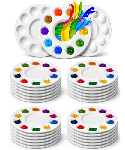 Image of Mr. Pen-Bulk Round Paint Tray Palettes, 24 Pack | Plastic White Palettes for Students, Kids, DIY, Craft, Art Class, Painting, Paint Holder