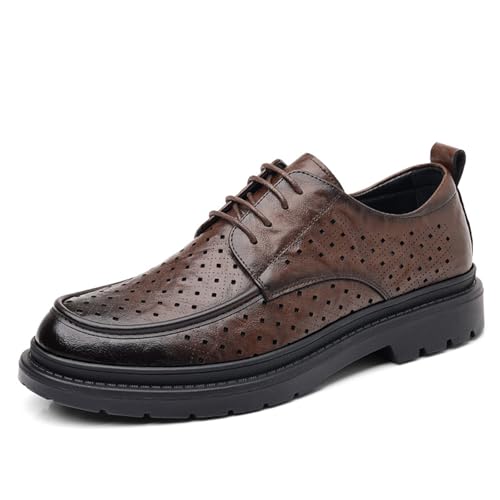 Men's Leather Lace Up Platform Work Oxfords Classic Lace-up Formal Oxford Business Meeting Office Work Shoes