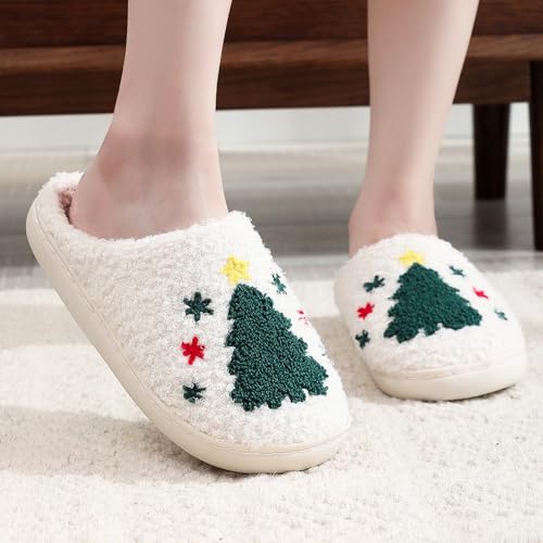 Menore Christmas Reindeer Slippers for Womens Mens Plush Warm Santa Claus Slippers Fuzzy House Slippers Christmas Gifts For Girls Women Girlfriend2