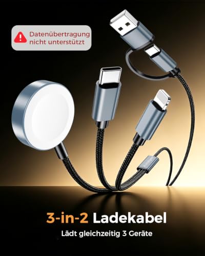 3-in-2 Ladegerät für apple watch ladekabel 1.25M USB-C – Ansicht 2