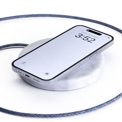 EINOVA Classic Stone - Marble Wireless Charger Designed in Italy, Wireless Charging Pad | Integrated 6 ft USB-C Cable | Smartphones, Wireless Earbuds, Smartwatches - White Marble