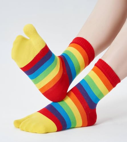 Image of Women's Solid 2 Toe Flip Flop Tabi Socks Geta Ankle Cotton 5 /6 Pairs
