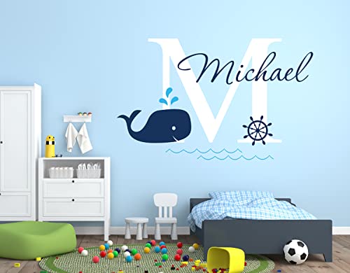 Vinilo decorativo ballena náutica para pared miniatura 3