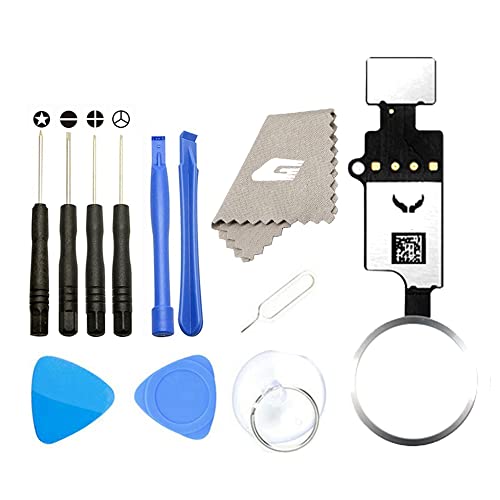GVKVGIH Latest Home Button Replacement for iPhone 7 7Plus 8 8Plus, Home Button Main Key Flex Cable Assembly Replacement with Repair Tools for iPhone 7 7P 8 8P (Version4.0 White)