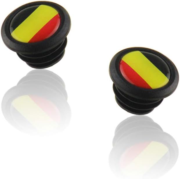 Cycling Bar End Plugs 1 Pair Bicycle Handlebar End Caps for Road Bike Mountain Bike MTB (Belgium Flag Design)