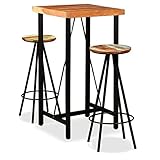 Juroupi Set de Muebles de Bar 3 Piezas Acacia y Madera reciclada Barra Bar Exterior Mesas Altas Y Taburetes