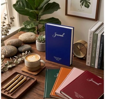 Image of Unruled Premium Hardcover Journal Notebook | Weekly Summary, To-Do Lists & Goal Planner | Undated Productivity Journal | A5 Size, Smooth Writing Pages | 100gsm Thick Paper, 80 Sheets /160 Pages Per Book | Elegant Notebook for Work, Study & Personal Planning (BLUE, Unruled)