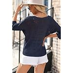 Dokotoo Women's 2025 Spring Summer Crochet Hollow Out 3/4 Sleeve Pullover Sweater Off Shoulder T-Shirts - Image 5