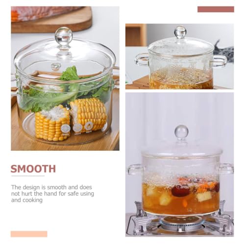 Casserole transparente en verre borosilicate 1500ml avec couvercle