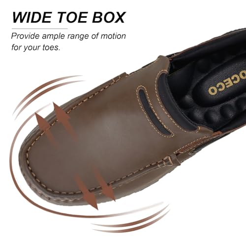 Men's Slip On Hands Free Leather Walking Work Loafers Slip-Ins Outdoor Dress Casual Cushioning Shoes4