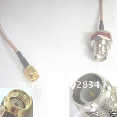 Gimax PCS RP-TNC female nut bulkhead to RP-SMA male pigtail RG316