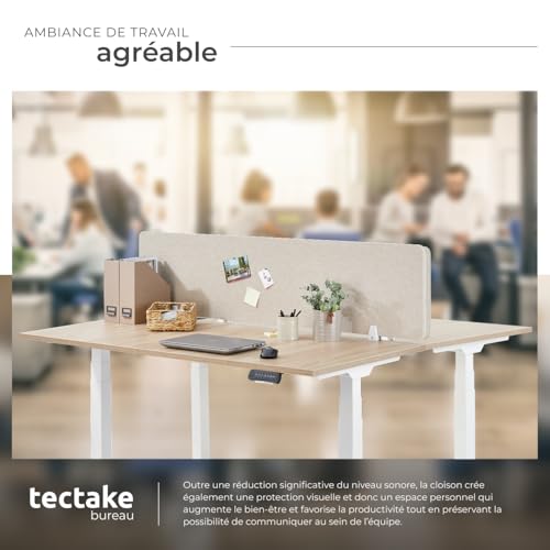tectake® Cloison de Bureau Acoustique, Noyau en Pet insonorisant, 160x40 cm