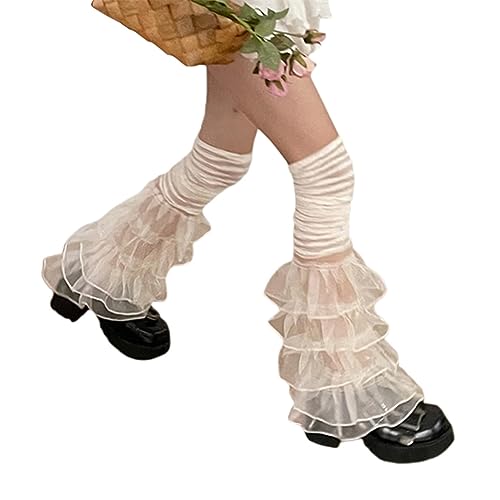 Image of Women Y2k Leg Warmers Ribbed Knitted Harajuku Kawaii Leg Warmers Streetwear