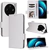 Funda Compatible con Vivo X100 5G, de Cuero PU con Soporte y Porta Tarjetas, Tapa de Billetera con Cierre Magnético y Flip, Blanca 2