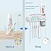 MECO UV Toothbrush Holder, Toothpaste Dispenser + 5 Toothbrush Sterilizer Holder Wall Mounted with Sticker for Women Kids Baby Bathroom