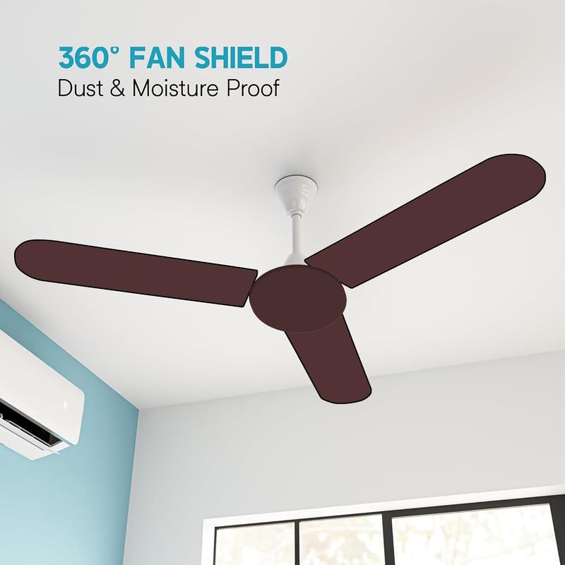 Image of Dustproof Premium Three Blade Ceiling Fan Cover with attachable Enclosure, Set of 1 Fan Cover (Coffee).