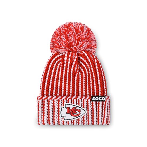 FOCO Kansas City Chiefs NFL Primary Logo Vertical Knit Pom Beanie - Red