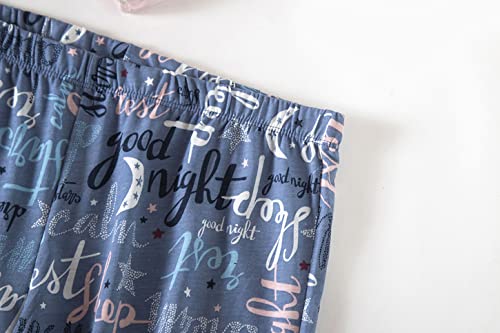 Pnaeong Women's Pajama Set - Cotton-Blend Short-Sleeve Loose Top With Matching Capri Bottoms Sy215-Good Night-Xl #TOP5