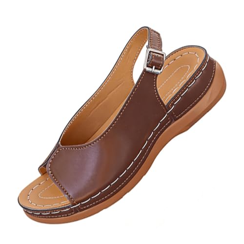 Sandales compensées marron confortables pour flâner en ville