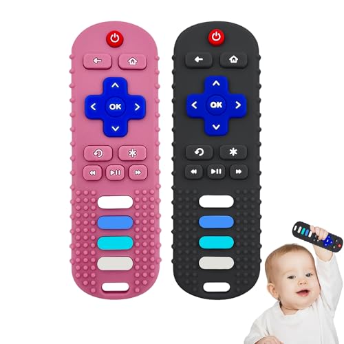 YAPROMO Babay Teething Toys,Reomte Teether Toys, Silicone Chew Toy for Babies 18+ Months, Remote Control Shape Teething Toys, Early Educational Toy BPA Free &amp; Refrigerator Safe