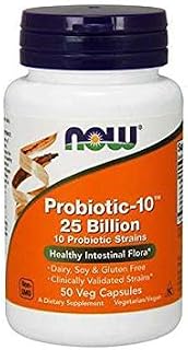 NOW Supplements, Probiotic-10, 25 Billion, with 10 Probiotic Strains, Strain Verified, 50 Veg