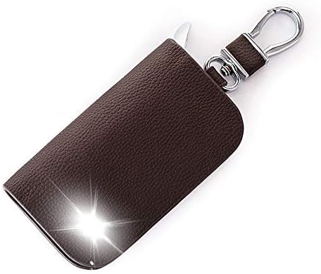 Ubersweet® Genuine Leather Car Key Case Key Wallets Remote Protector Cover for Mini John Cooper Cooper S ALL4 Key Keychains Color Name Coffee Size with car Logo