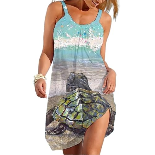 Vestidos midi verano con estampado tortuga 3d ideales para noches de fiesta