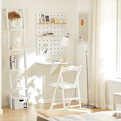 Haotian Fwt03-W, White Wall-Mounted Drop-Leaf Table, Folding Kitchen & Dining Table Desk, Home Office Table Desk Workstation, Computer Desk, Trestle Desk #TOP1