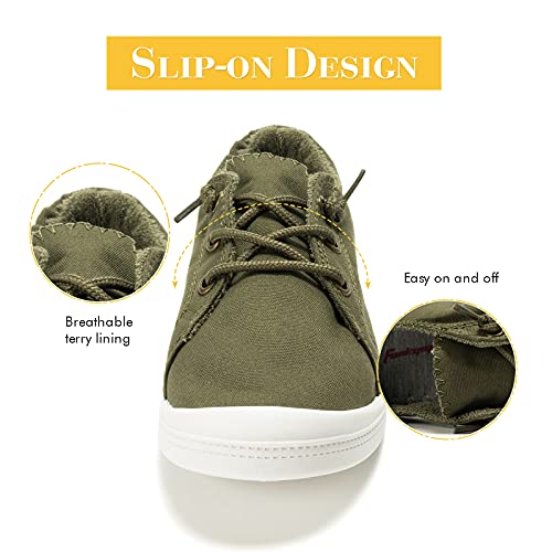 Image of FUNKYMONKEY Slip-On Canvas Sneakers for Women, Comfortable Lightweight Lace-Up Flat Casual Tennis Shoes Breathable Walking Shoes for Everyday Wear