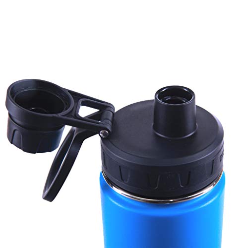 Image of Drinco Stainless Steel Water Bottle Spout Lid Vacuum Insulated Double Wall Water Bottle Wide Mouth Leak Proof Keep Cold Sport Camping Hiking (22oz Royal Blue)