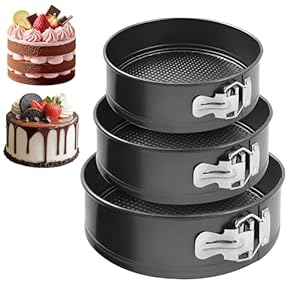 Round Cake Tin Set 3PCS, Springform Cake Pan Leakproof Cheesecake Pan Carbon Steel Non-Stick Baking Tray with Removable Bottom for Cakes Baking (12/18/22cm)