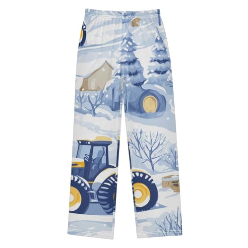 ZZXXB Tractor Snow Tree Boys Long Pants Soft Trousers Elastic Waist Kids Lounge Bottoms with Pockets S-XL
