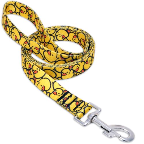 Image of Wooflix Heavy Duty Nylon Dog Leash | Anti Slip Padded Handle Long Dog Leash | Highly Reflective Leash for Dogs | Dog Rope for Medium & Large Dogs | Dog Training Leash | (Yellow Duck, 10 Feet Long)