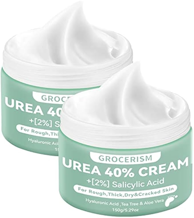 2 Packs Urea Cream 40% Plus 2% Salicylic Acid 5.30 oz || Foot Cream Maximum Strength with Hyaluronic Acid, Tea Tree, and Aloe Vera for Deep Moisturizes, Callus Remover and Soften